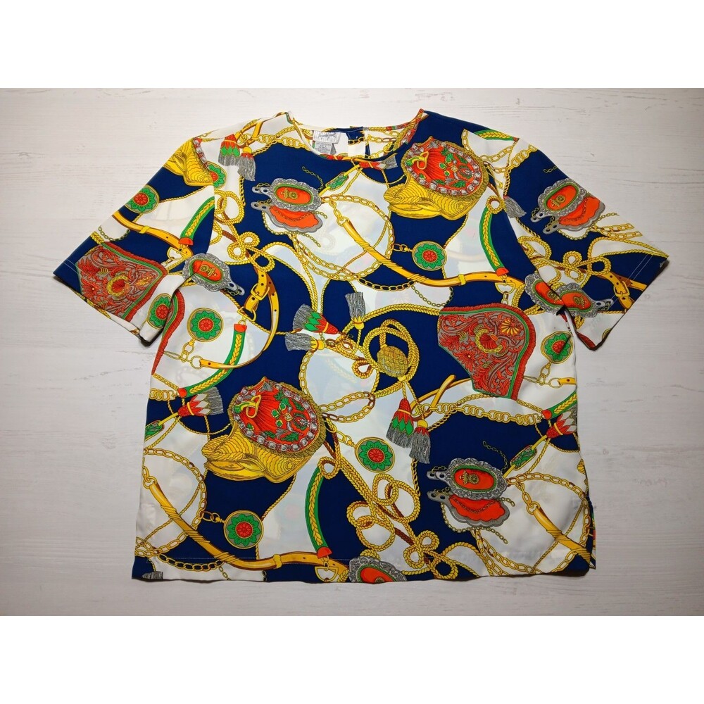 Jacqueline Ferrar Vintage Polyester Blouse Top Size Large See Pics + Description